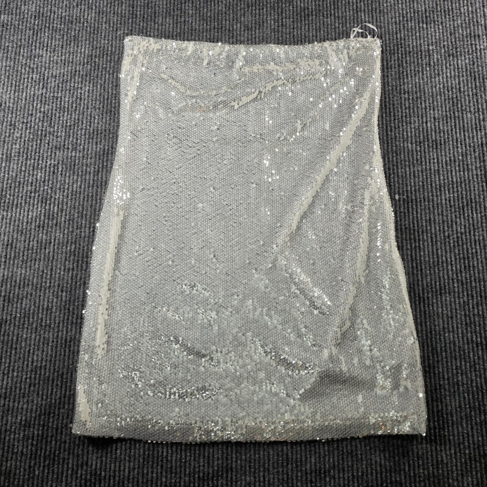 WAYF‎ Silver Sequin Mini Skirt XL High Waisted Party Festival Shimmer Night Out